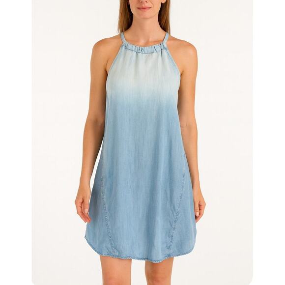 Cloth & Stone ombre chambray dress halter top 100% Tencel blue dress SZ SM - Picture 1 of 8